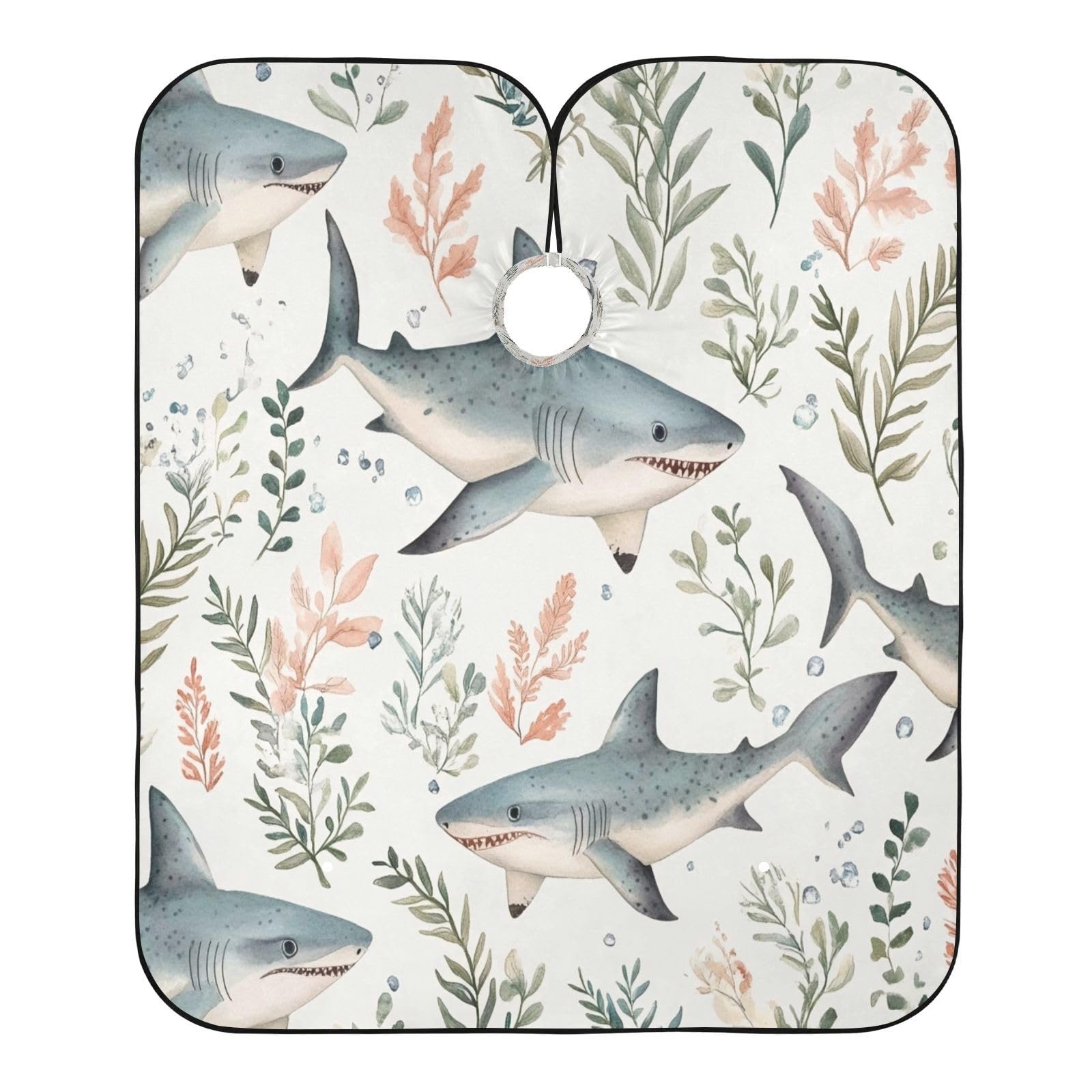 Kigai Cute Shark Hair Cutting Cape for Men & Women Waterproof Barber Cape Professional Hairdressing Salon Styling Apron with Adjustable Closure Snap