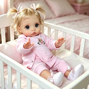 iCradle Reborn Baby Doll Elf Peeka Girl Charming Eyes 16 42cm Reborn Doll Fairy Reborn Toddler Doll with Rooted Blonde Hair Realistic Newborn Soft Full Body Vinyl Baby Doll Toys