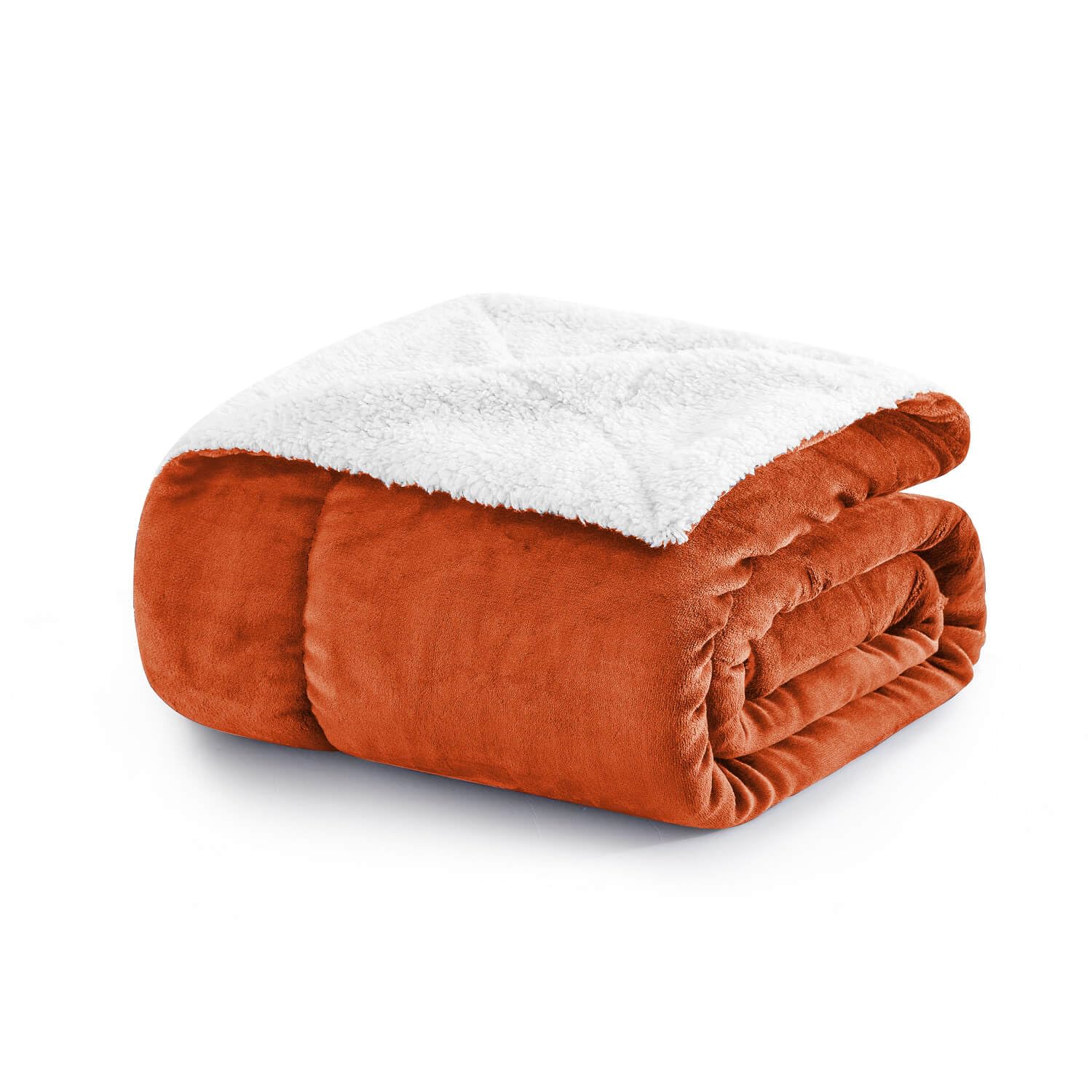 MOONLIGHT20015 Sherpa Fleece Throw Blanket - Fluffy Warm & Soft Blankets for Bed Sofa and Couch (Rust, Queen)