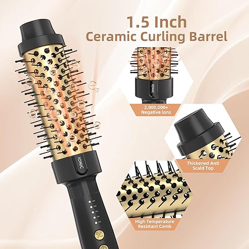 Miniatura 4 de Cepillo térmico de oro de 24K, cepillo rizador de peinado duradero con brushing, cepillos redondos de calentamiento rápido de 30 segundos de 1.5