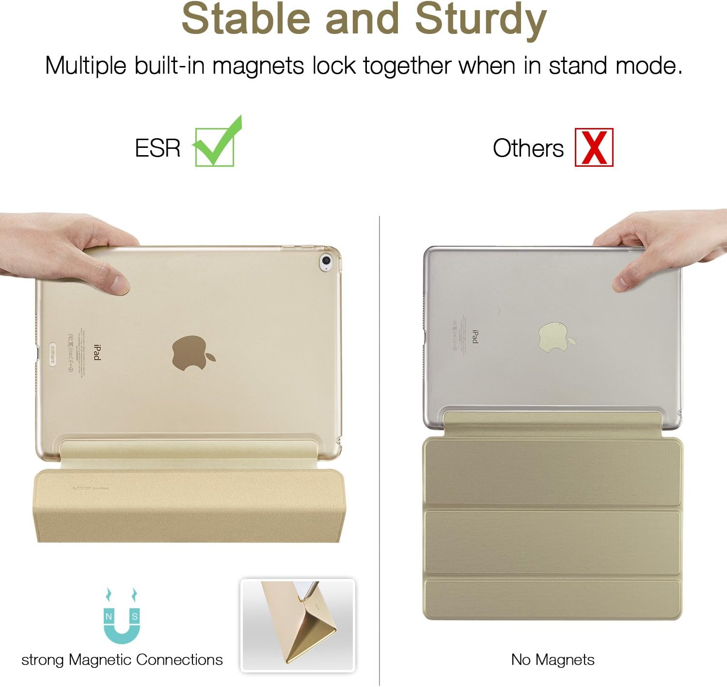 ESR Yippee Trifold Smart Case for iPad Mini 4 / Mini 5, Lightweight Trifold Stand Case with Auto Sleep/Wake Function, Microfiber Lining, Hard Back Cover for iPad Mini 4/5 7.9", Champagne Gold