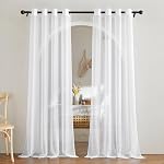NICETOWN Rideaux blancs 84 pouces Long avec oeillet, Rideaux de la fenêtre Sheers 2 Panneaux Protection des renseignements personnels Filtrage de lumière Voile Grommet Top Draps pour Salon / Hôtel Rideaux (2 Pcs, 54 Large, blanc)