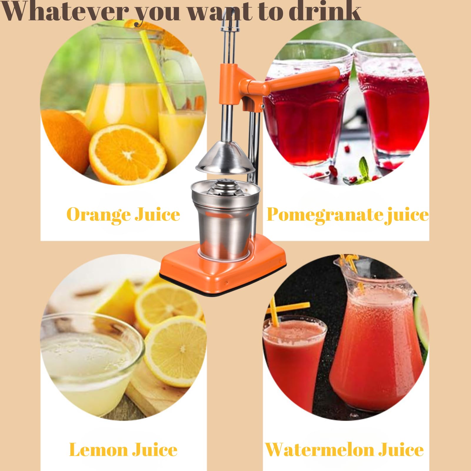 Manuelle Orangensaftpresse, Handpresse, Granatapfel-Entsafter, Zitruspresse, Zitronenpresse mit Tasse, Arbeitsplattenpresse für frischen Orangensaft, leicht zu reinigen