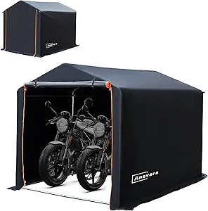 Bike Storage Shed Tent, 5.25x7.2FT Outdoor Bicycle Motorcycle Shelter (Black, L Size)