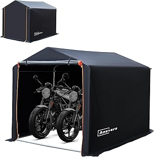 IRILIA Bike Storage Shed Tent, 5.25x7.2FT Outdoor Bicycle Motorcycle Storage Shed with 210D Oxford Fabric PU2000 Waterproof for 2-5 Bikes, Bike Covers Shelter for Garden Tools, Toys (Black, L Size)
