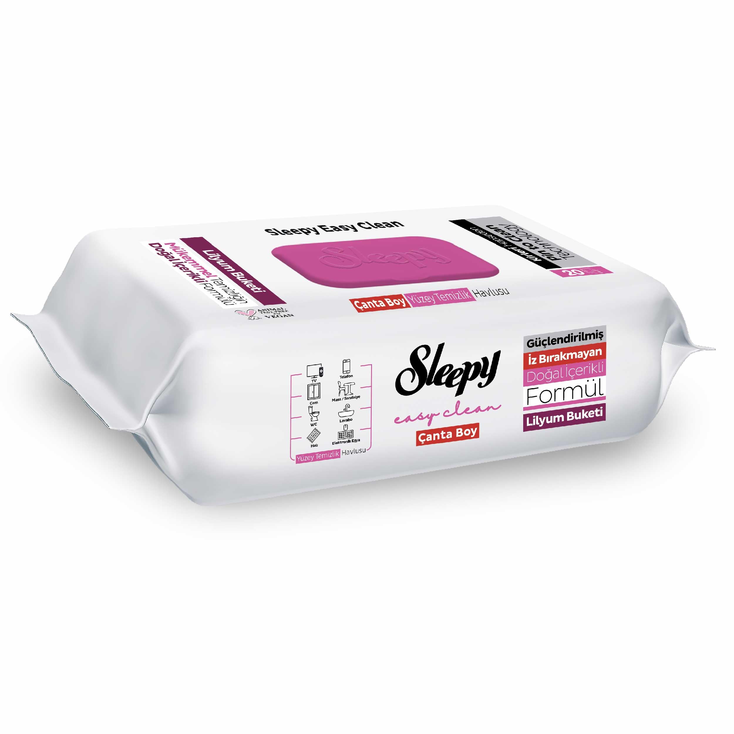 Sleepy Easy Clean Lilyum Buketi Yüzey Temizlik Havlusu Çanta Boy 20 Yaprak