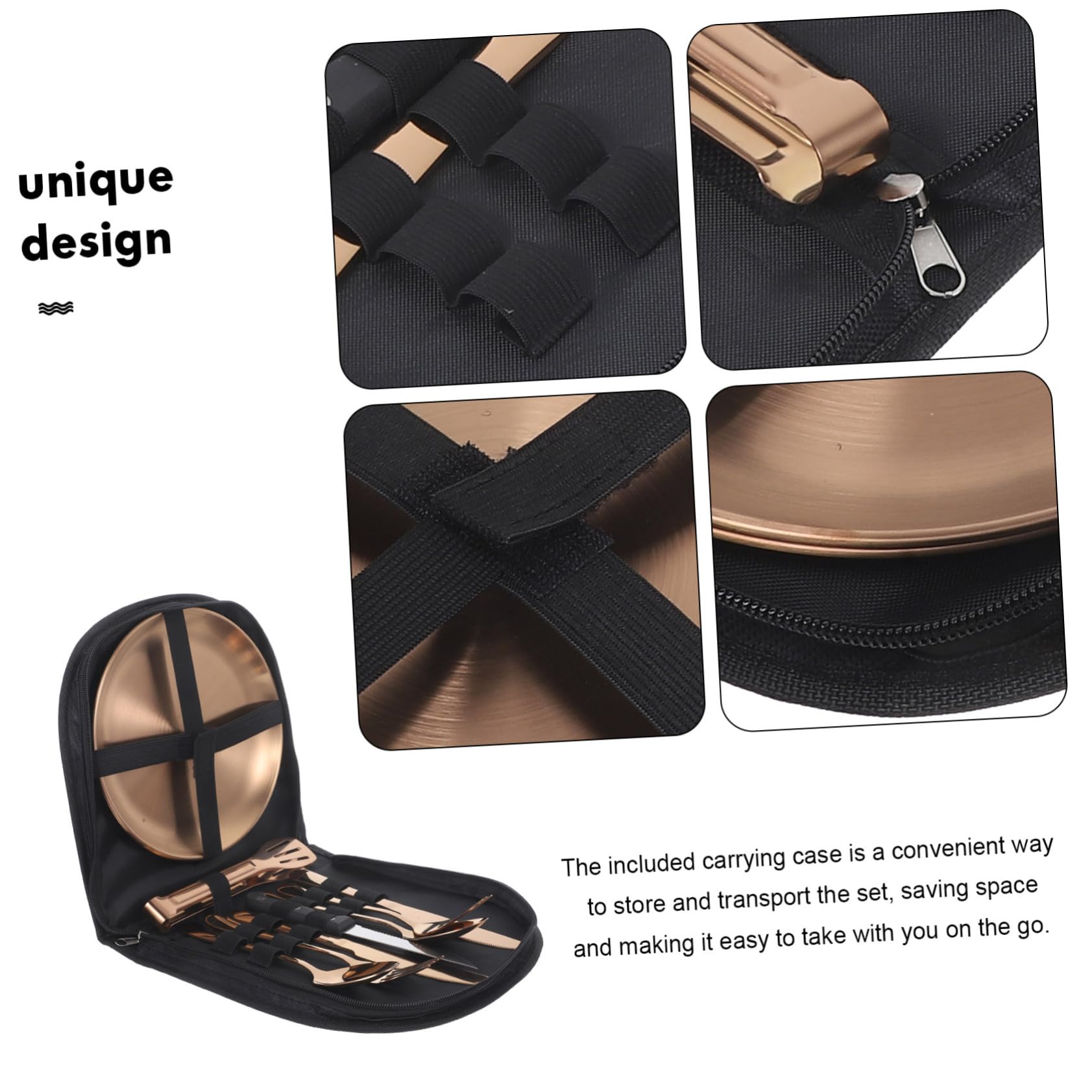UKCOCO 1 Juego Utensilios Inoxidable para Camping Set de Cubiertos Plegables Portátiles con Estuche para y Actividades