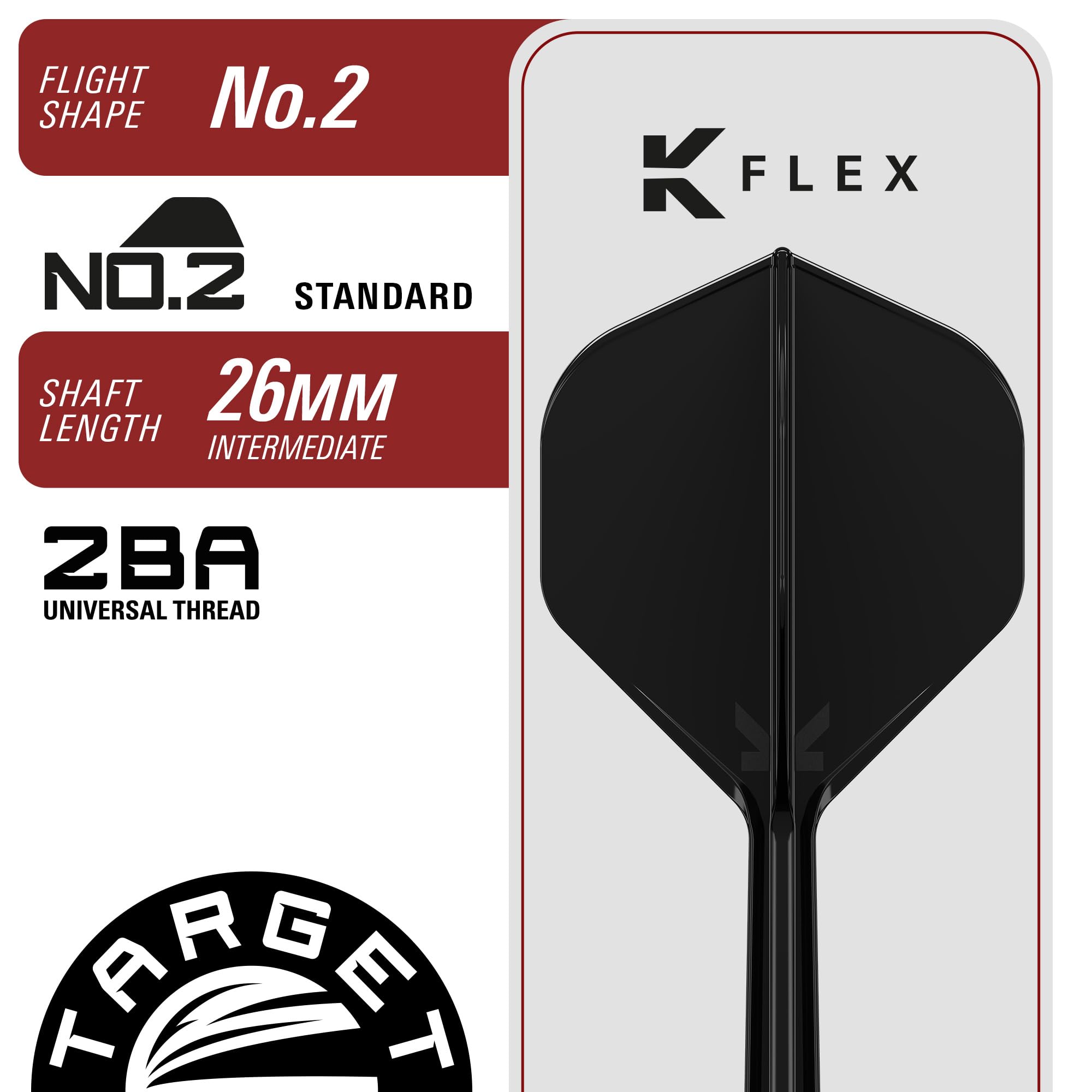 Target Japan Black Marque Eclipse Punta in Acciaio Freccettes con Kflex, 23G/25G | 90% Tungsteno Freccette Set, K-Flex Alette e Aste No.2, Swiss Nano Point Tips, Felix sin