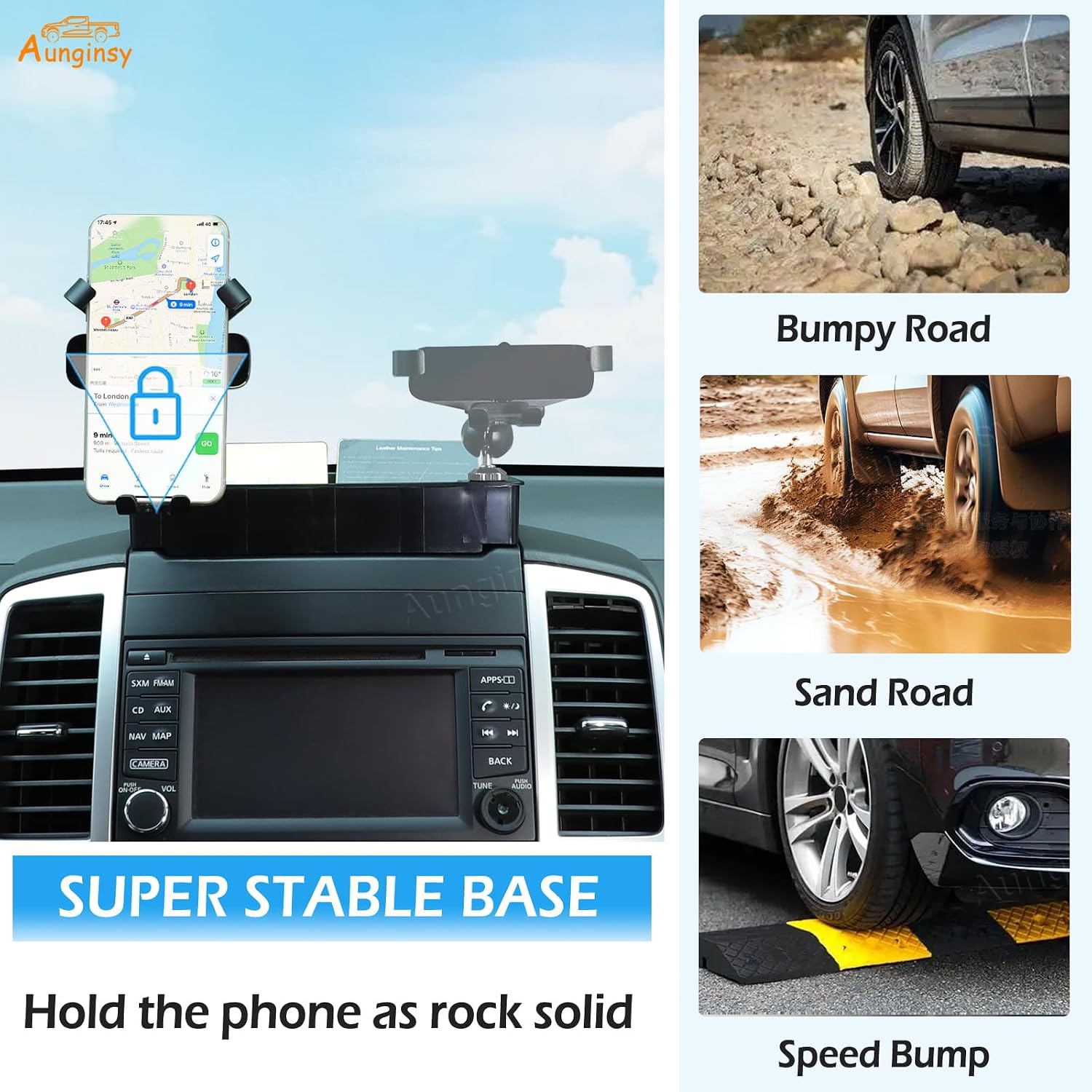 Aunginsy Center Console Dash Storage Tray With Phone Holder Compatible with Nissan Frontier 2009-2017, Dashboard Multi-Functional Mobile Phone Mount Storage Box, Dash Organizer Tray Insert Accessories