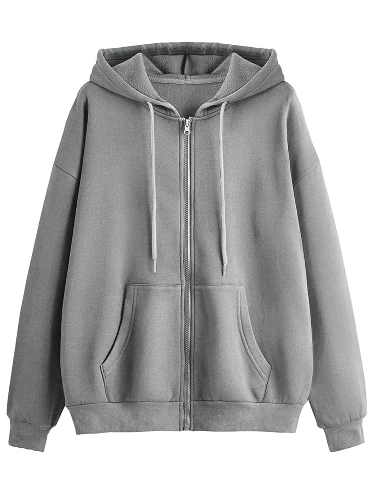 Jack & Jones Cotton Poly Fleece Mustard, Beige, Blue, Grey & Off White Regular Fit Solid Full Sleeve Hoodie with Full Zipper for Women & Girls in white