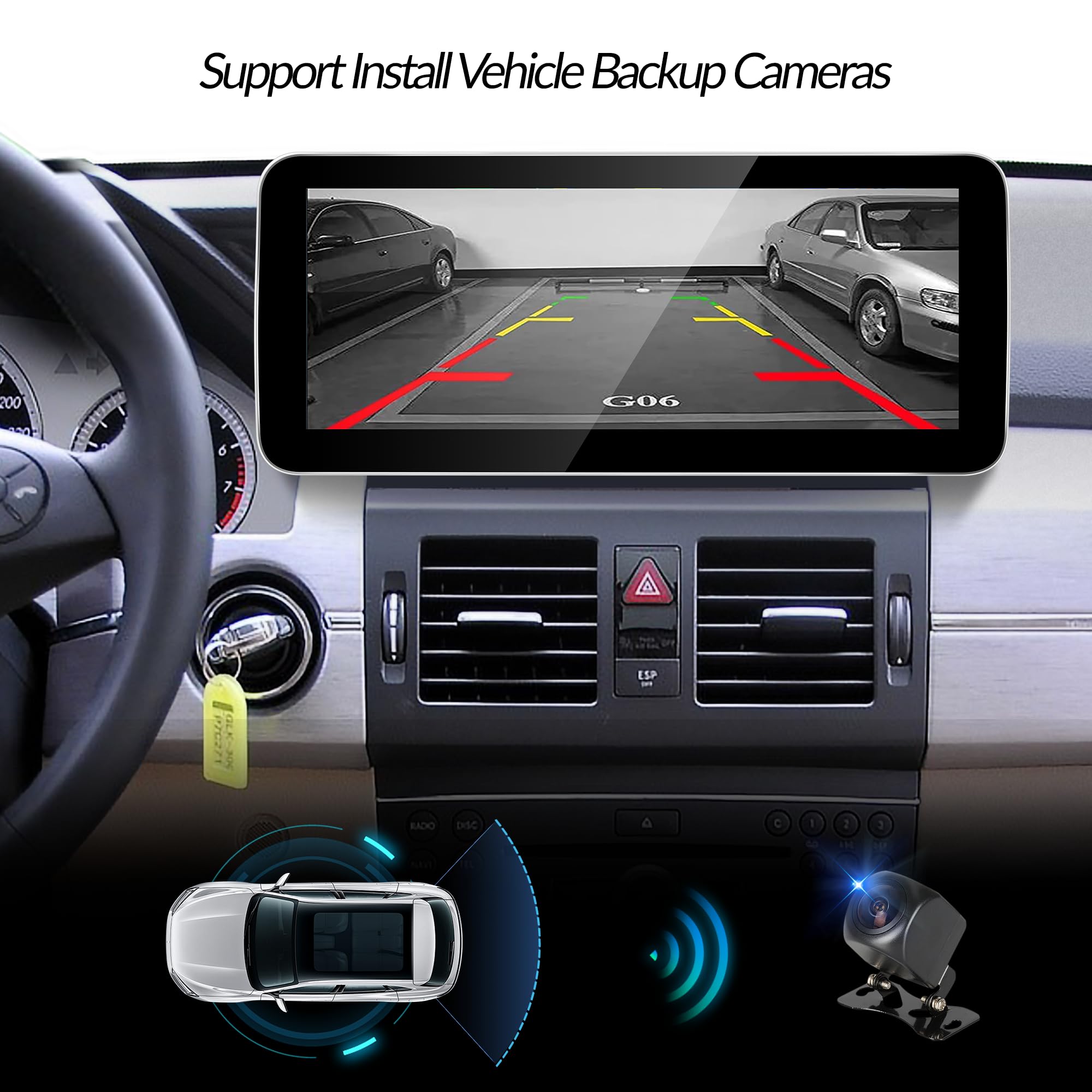 12,3-calowy ekran Linux Upgrade do Mercedes NTG 4.0 GLK X204, Wireless CarPlay i Android Auto, lustrzane odbicie ekranu, kamery pojazdów