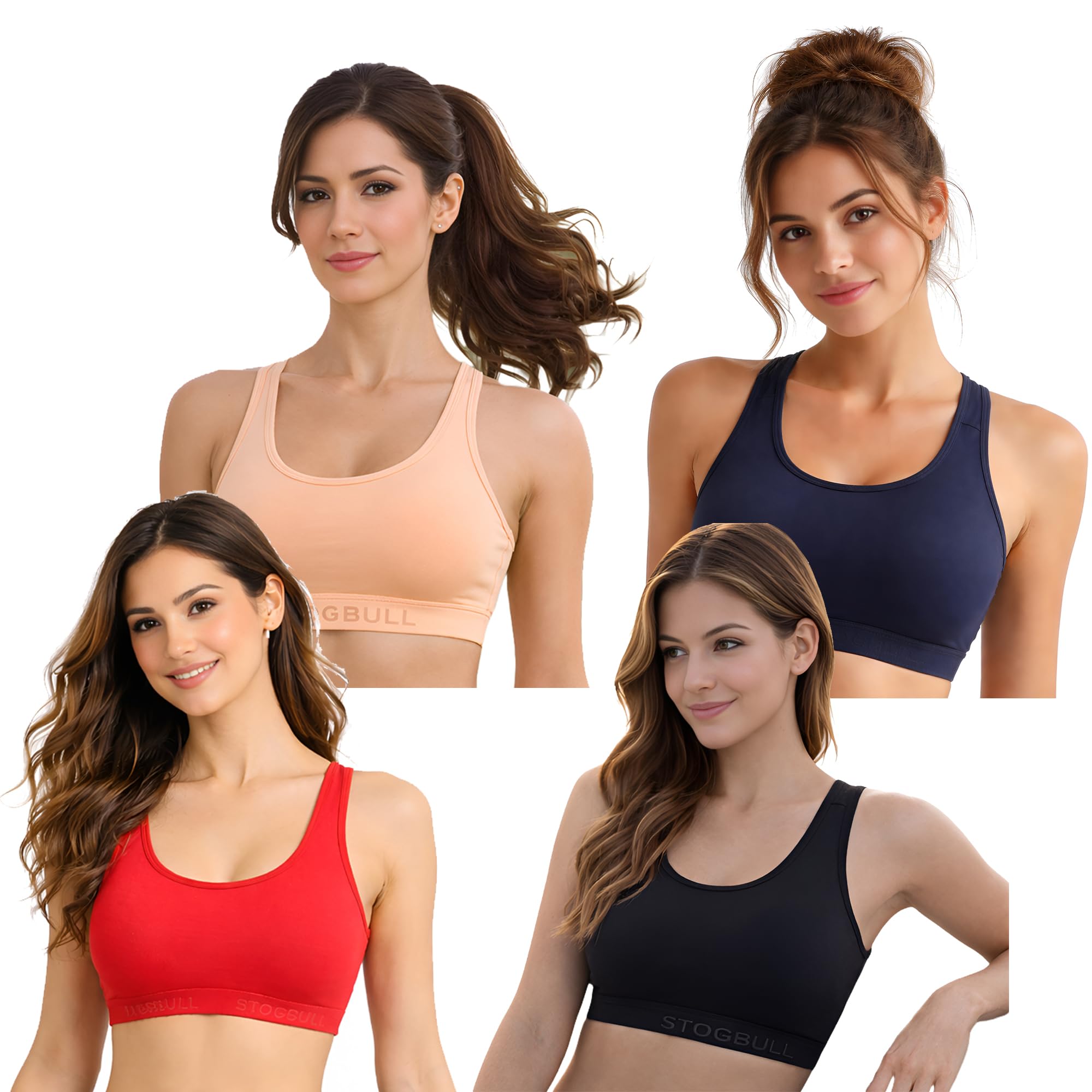 Cotton Lycra Sports Bra Combo Pack of 4 for Gym Yoga Exercise Running Workout-picture-10