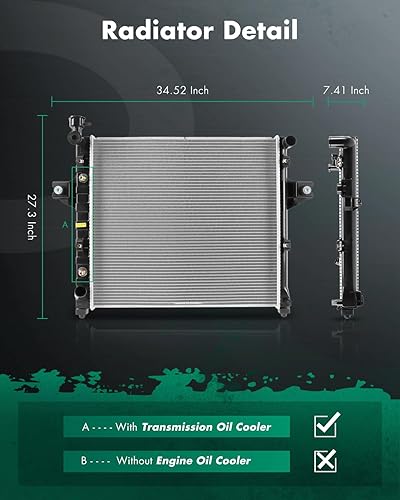 Vista 365 de SCITOO Radiador 2839 apto para Jeep 2006-2010 para Jeep para Commander 3.7L 2005-2010 para Jeep para Grand Cherokee 3.7L 2005-2009 para Jeep