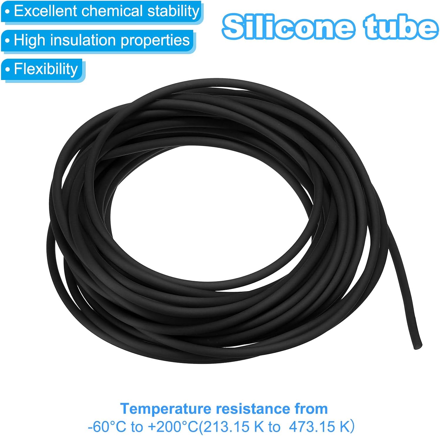 PATIKIL Rubber Cord Tube, 16ft Silicone Hollow Tubing 2mm OD 1mm ID for DIY Craft Beading Necklaces Bracelet, Black