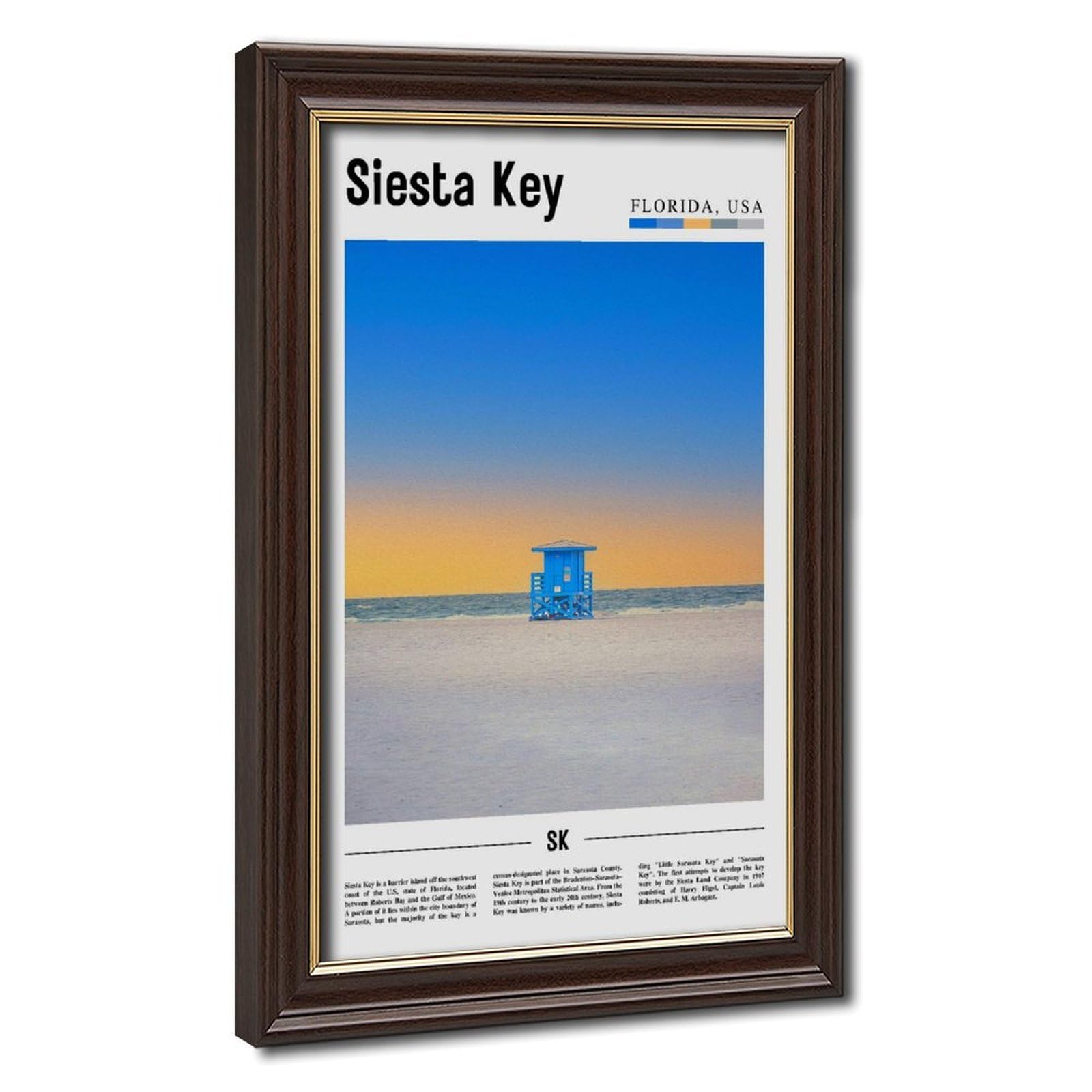 Wcyb Mokume Gane Frame Siesta Key Sarasota County Florida Usa Scenery Travel Prints Posters Canvas Deco Paintings Wall Art For Office Hangable Frame 24" L X 36" W