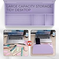 Vista 42 de TOWON Desktop Glass Whiteboard with Basic Calculator, 12 Digit LCD Display, Desk Organizers with Accessories for Office, Home, School Supplies