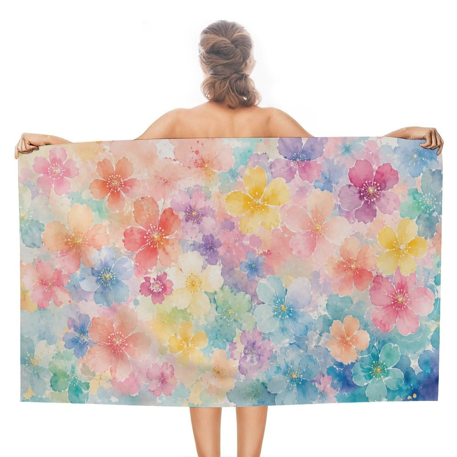 Anceky Watercolor Floral Oversized Beach Towel Quick Dry Sand Free Microfiber Travel Towel Lightweight Multi Purpose Beach Blanket Pool Gym Bath Towel 51x31 in