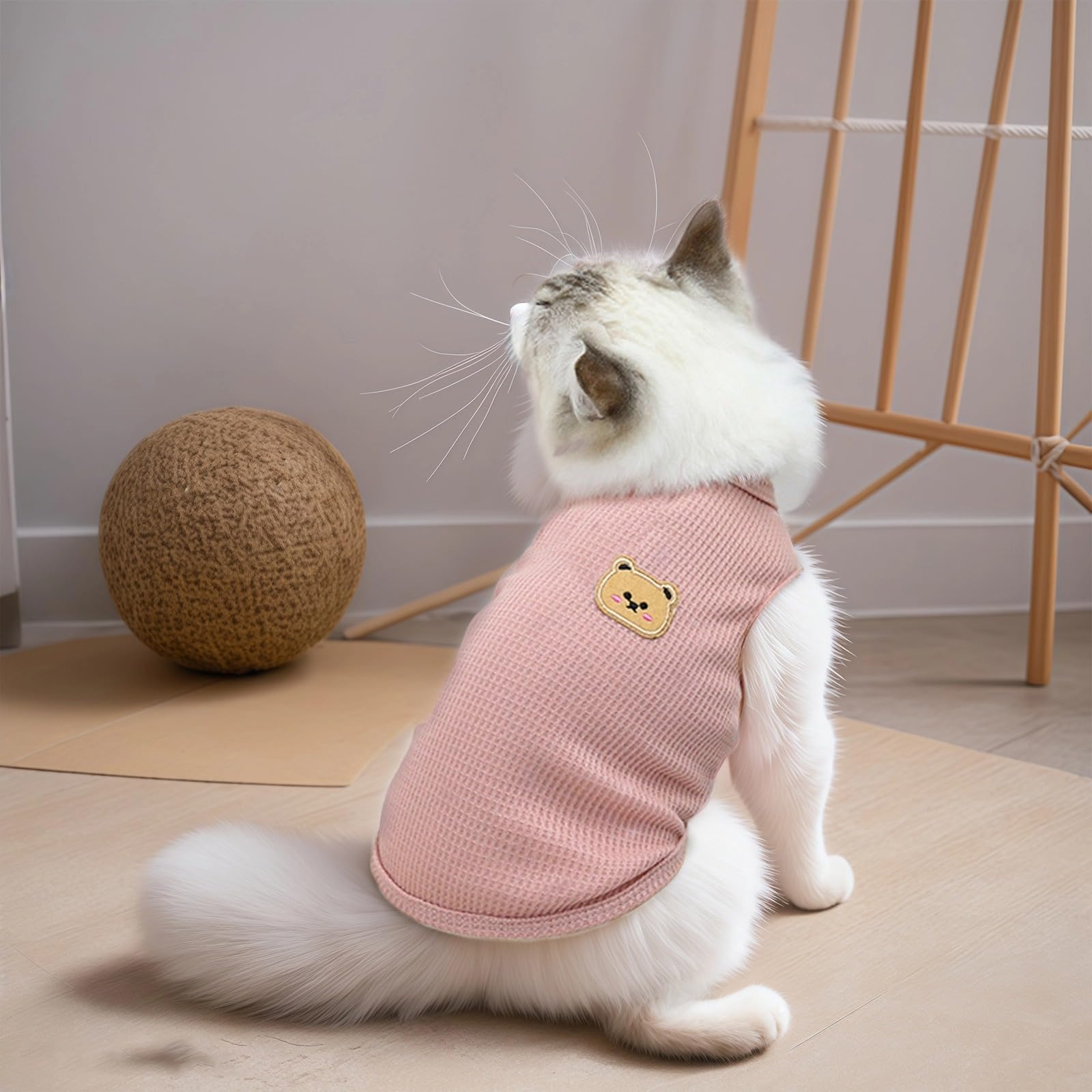 4 piezas de ropa para perros pequeños, camisetas para perros, chalecos para mascotas para cachorros y gatos, textura de gofres, rosa, amarillo, verde, azul, talla S