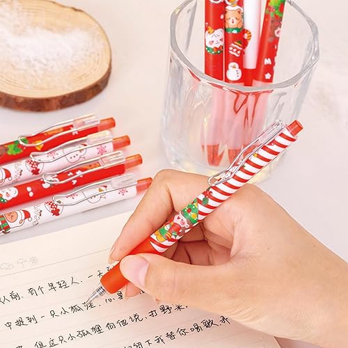 Miniatura 6 de MOZXIRZ 6 bolígrafos de tinta de gel, bonitos bolígrafos de Navidad de 0.020 in, bolígrafos retráctiles de tinta negra, bolígrafos de oficina y