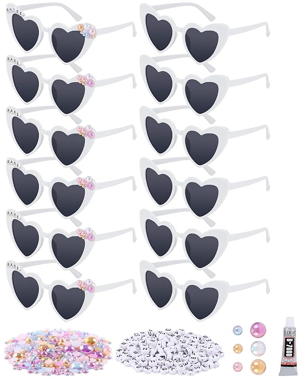 Xuhal 12 Pairs Heart Sunglasses Bridal Party Bachelorette, White by Xuhal - Used condition - US$16.41