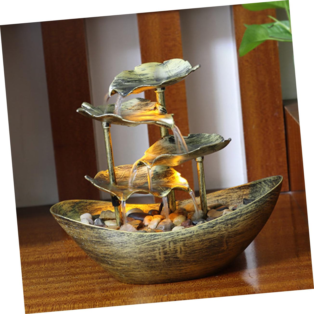 Fontaine De Table LED avec Décoration Atmosphérique Forme De Lotus Accessoire De Maison pour Salon Bureau Et Événements Spéciaux