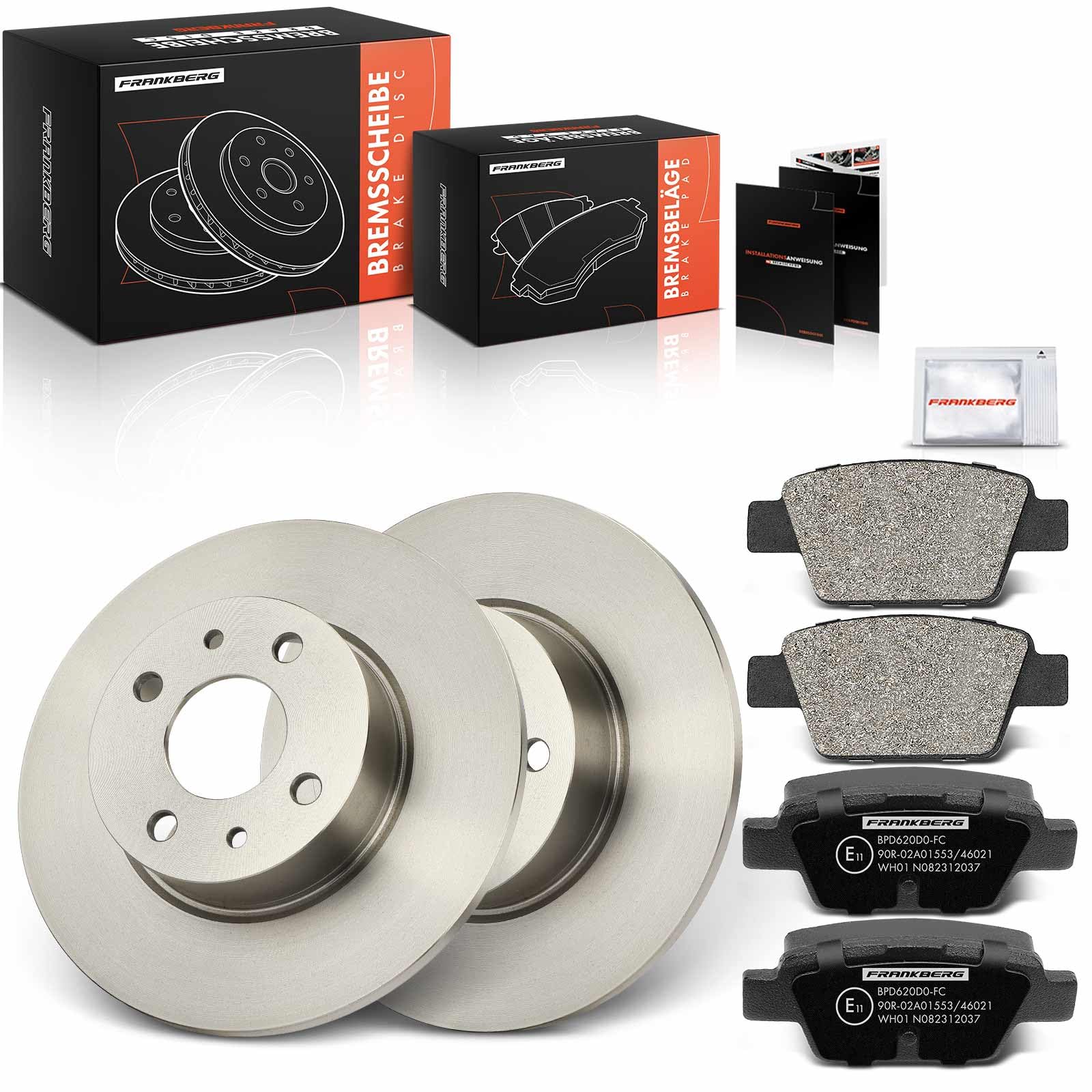 Frankberg Set freni incl. 2x Dischi Freno + 4x Pastiglie dei Freni Posteriore Compatibile con Bravo II 198 Stilo Multi Wagon 192 Stilo 192 Multipla 186 Replace# 77362768,77364590