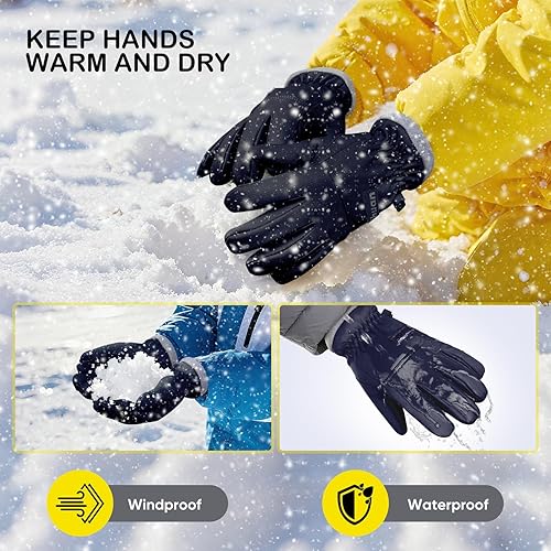 Miniatura 2 de ihuan Guantes de esquí impermeables de invierno para niños, snowboard, pantalla táctil, nieve, ciclismo, correr, para niños y niñas