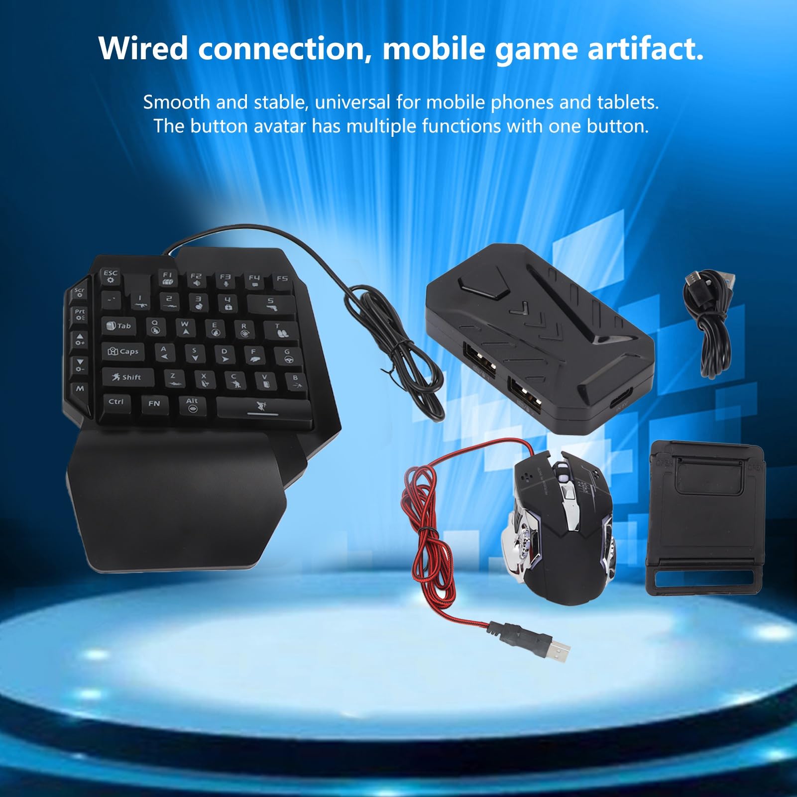 Combo de teclado y mouse para juegos, teclado mecánico retroiluminado con cable con soporte para teléfono, consola de juegos convertidor para win2000, winXP, ME, Vista7, Vista8, etc. (Mix lite+F6+G2)