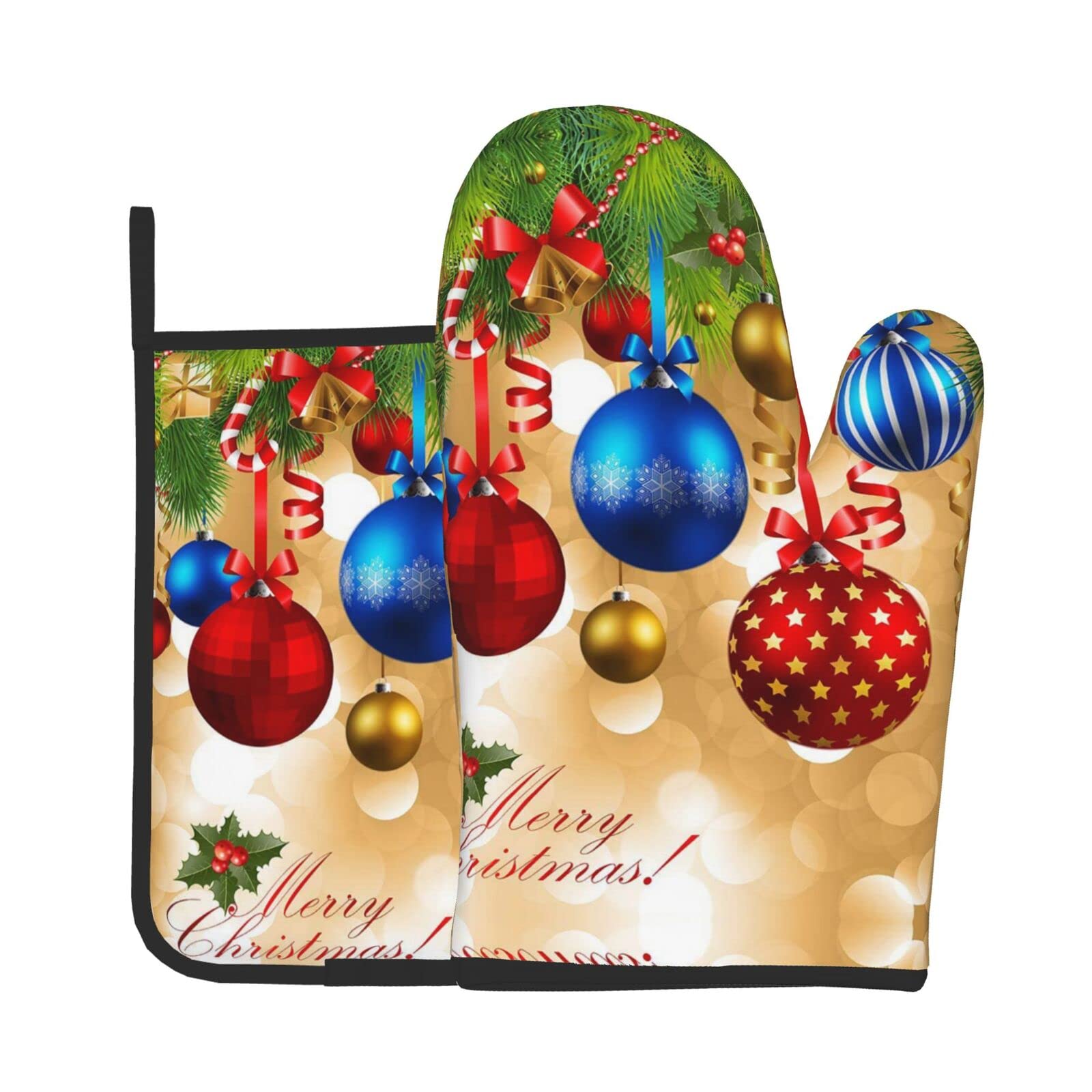 Weihnachtliche Ofenhandschuhe & Topflappen Set - Merry Christmas Design Für Küche & Backen