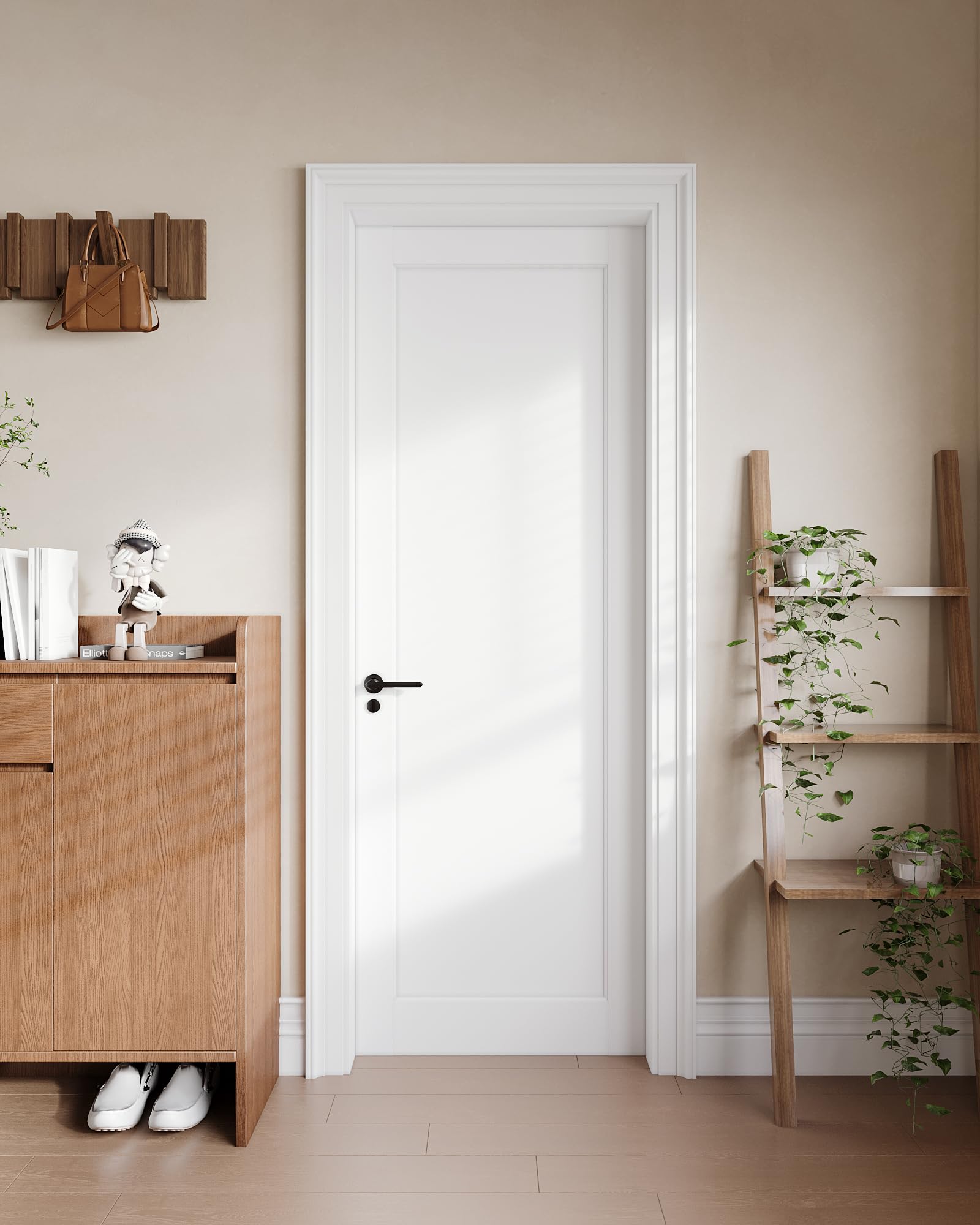 18"x 80"interior slab door, 1-panel french door slab, pre-assembled white primed solid core panel w/o prehung jamb, for pantry closet laundry bedroom office