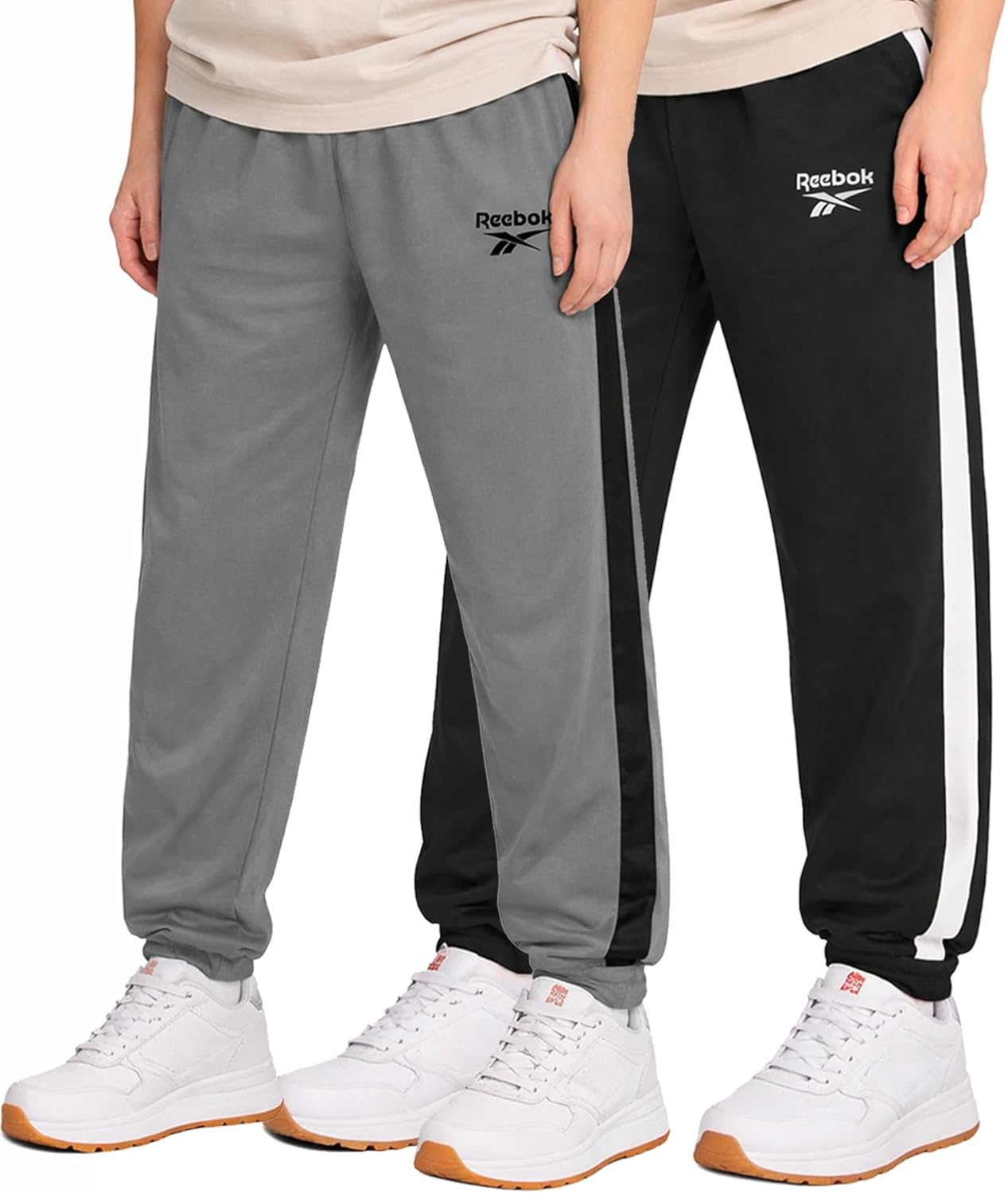 Reebok Boys Sweatpants - 2 Pack Performance Tricot Boys Joggers Athletic Pants with Elastic Waistband (Sizes Run Small)