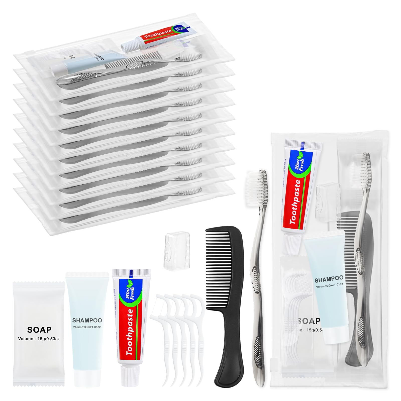 Kit brosse à dents de voyage individuel complet pour hôtel et camping - 15