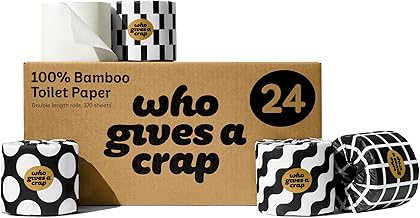 Who Gives A Crap – Premium Bamboo, Twice as Long, Toilet Roll, Box of 24 (3-Ply, 370 Sheets) Luxuriously Soft, Strong, Sustainable, Biodegradable & Plastic-Free