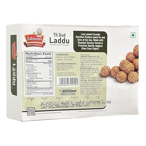 Miniatura 2 de Jabsons - Til Gud Laddu (Bolas de Sésamo Hecho Con Caña Jaggery) 14.11 oz