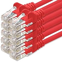 1aTTack.de 1m Cavo di Rete rosso - 10x - Cat.6 Ethernet Gigabit Lan RJ45 10 100 1000 Mbit s