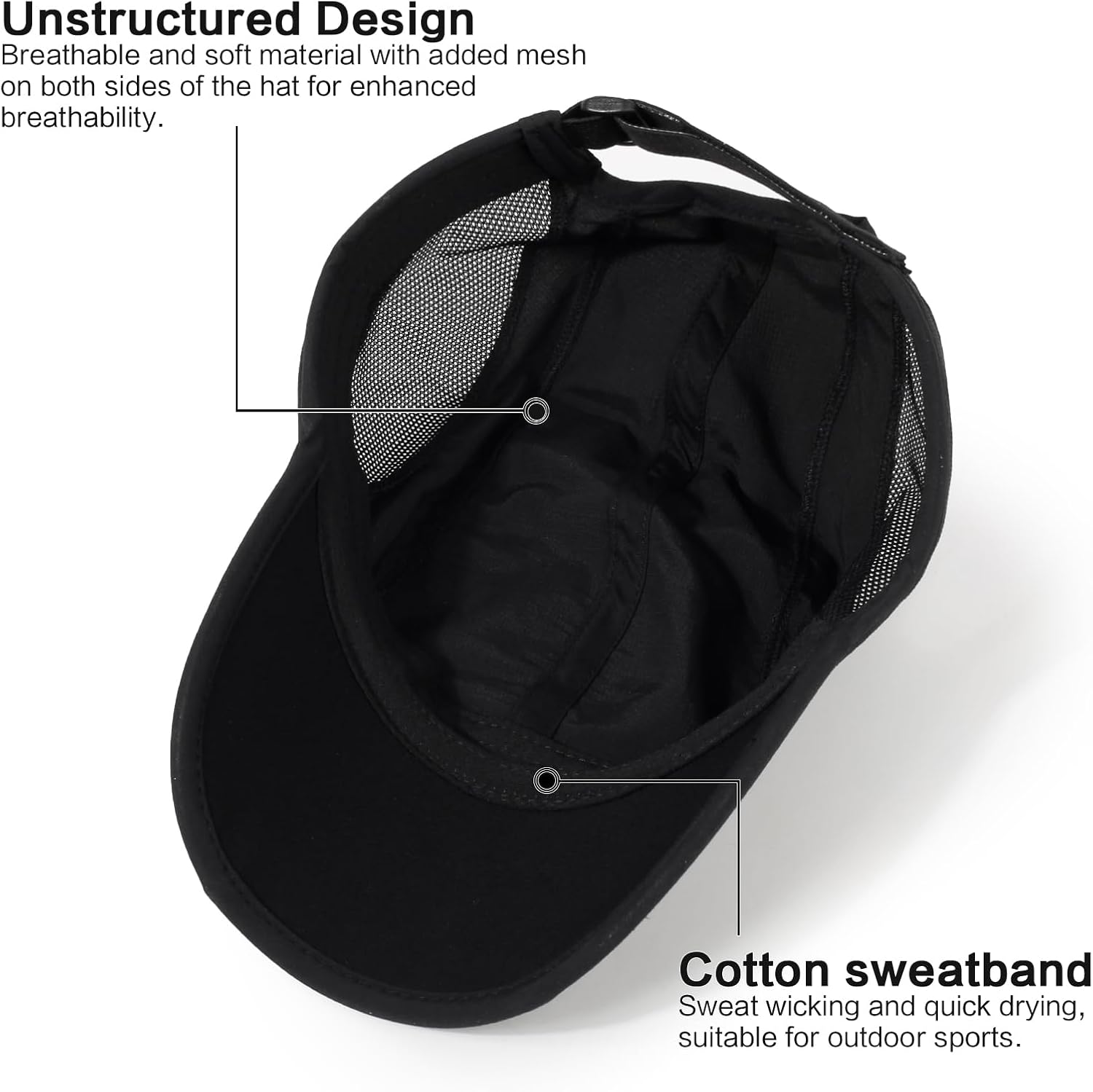 HH HOFNEN Quick Dry Baseball Cap Unstructured Running Cap Water-Resistant UPF 50+ Mesh Golf Sun Hats for Men Women - Image 3