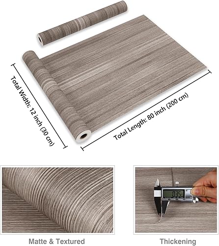 Miniatura 8 de CRE8TIVE Papel de contacto de grano de madera gris claro de 12 x 354 pulgadas de grosor para encimeras de despegar y pegar, papel de contacto de