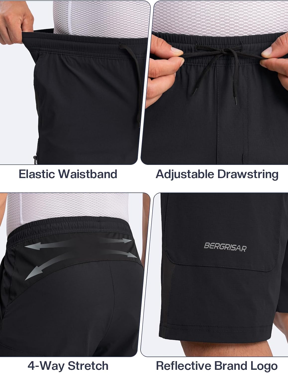 BERGRISAR Men's Mountain Bike Shorts Loose Fit Cycling Shorts Biking Bicycle Shorts 4 Pockets