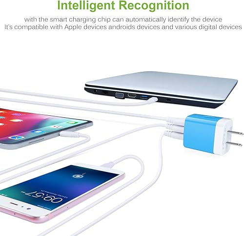 Miniatura 5 de Enchufe de carga, bloque de carga Sicodo - Paquete de 5 cubos de cargador USB de 3.1 amperios de 3 puertos para iPhone 15/14/13/12/11/SE/X/8 Pro