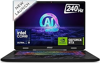 MSI Pulse 17 AI, Intel Core Ultra 7 155H, Built-in AI, 43CM 16:10 QHD+ 240Hz Gaming Laptop(16GB/1TB NVMe SSD/Windows 11 Ho...