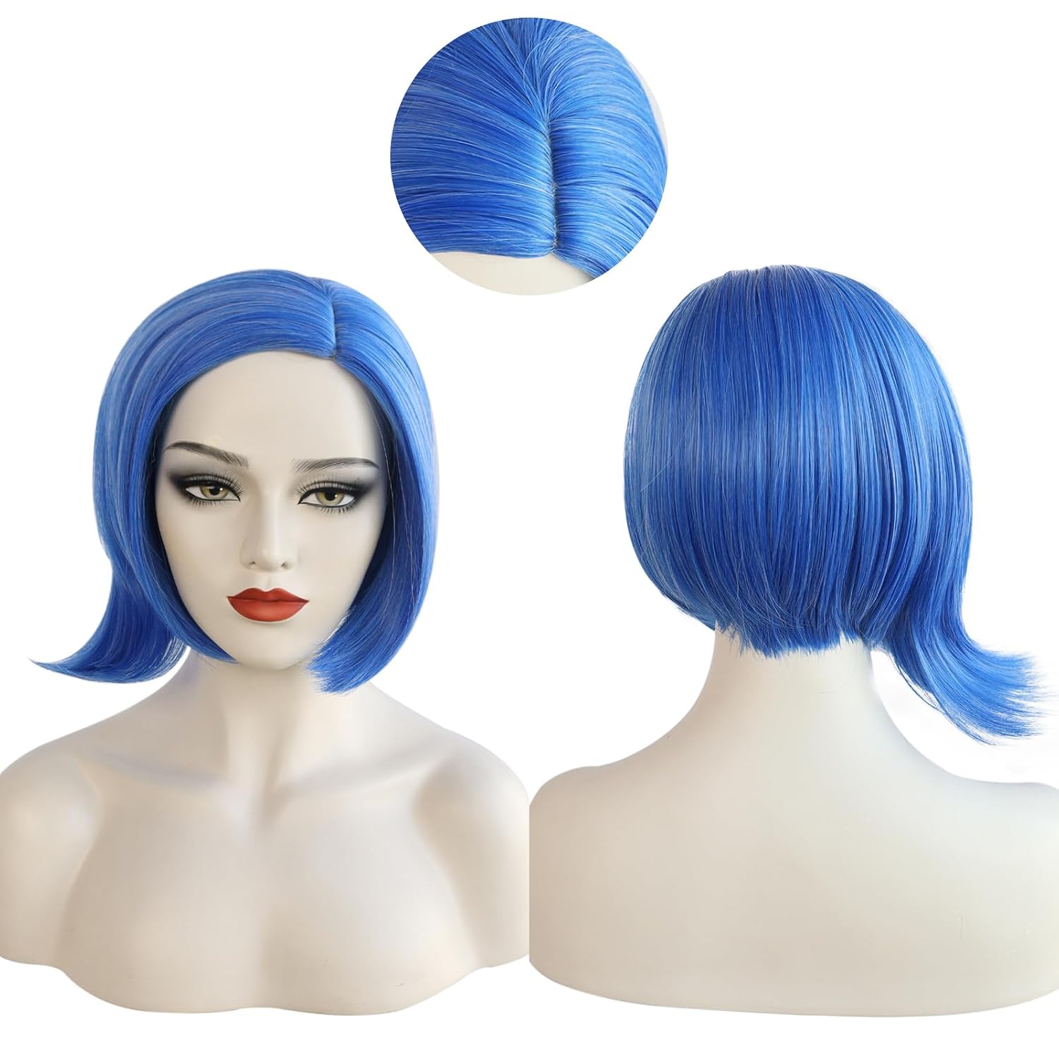 ANOGOL Hair Cap+ (Glasses) Navy Blue Bob Wig Cosplay Short Blue Wig Women Upset Wigs Sad Royal Wigs Girls Anime Outfit Synthetic Hair for Anime Cosplay Wig for Halloween Party Costume Outfit | Royal-Blue Wigs Upset Wigs Cosplay Sad Anime Outfit Synthetic Hair for Anime Cosplay Halloween Party Costume