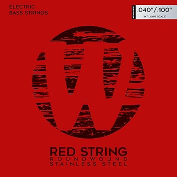 Warwick 42210 Label Stainless Wound Medium Light 4-String Bass Strings, Red