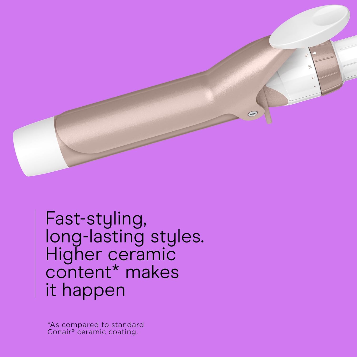 Conair Double Ceramic 1 ¼-Inch Curling Iron, 1 ¼-Inch Barrel Creates Loose Curls, Hair Curler for Use on Medium & Long Hair, White/Rose Gold White/Rose Gold 1.25 Inch