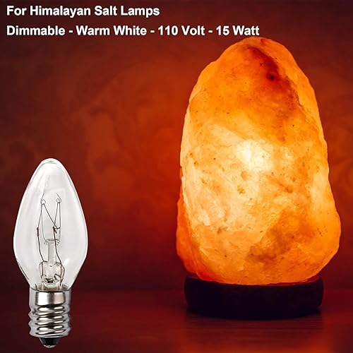 Miniatura 3 de Bombillas de lámpara de sal del Himalaya de 15 W, paquete de 12 bombillas de luz nocturna regulables con base E12 para lámparas de sal, difusor de