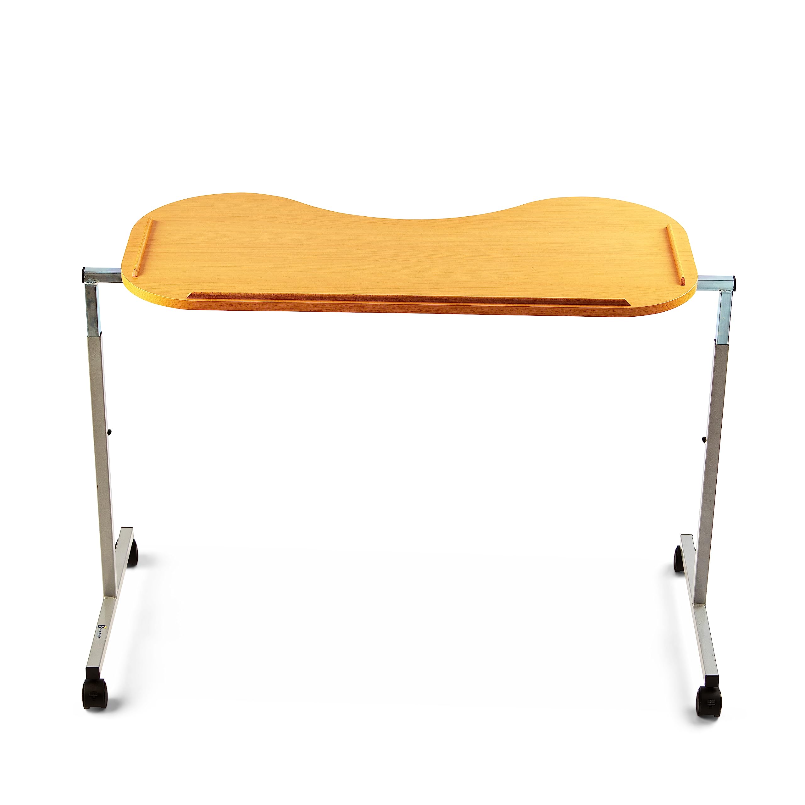 Mesa curvada sobre la cama y la silla, altura y anchura ajustables con ruedas con cerradura