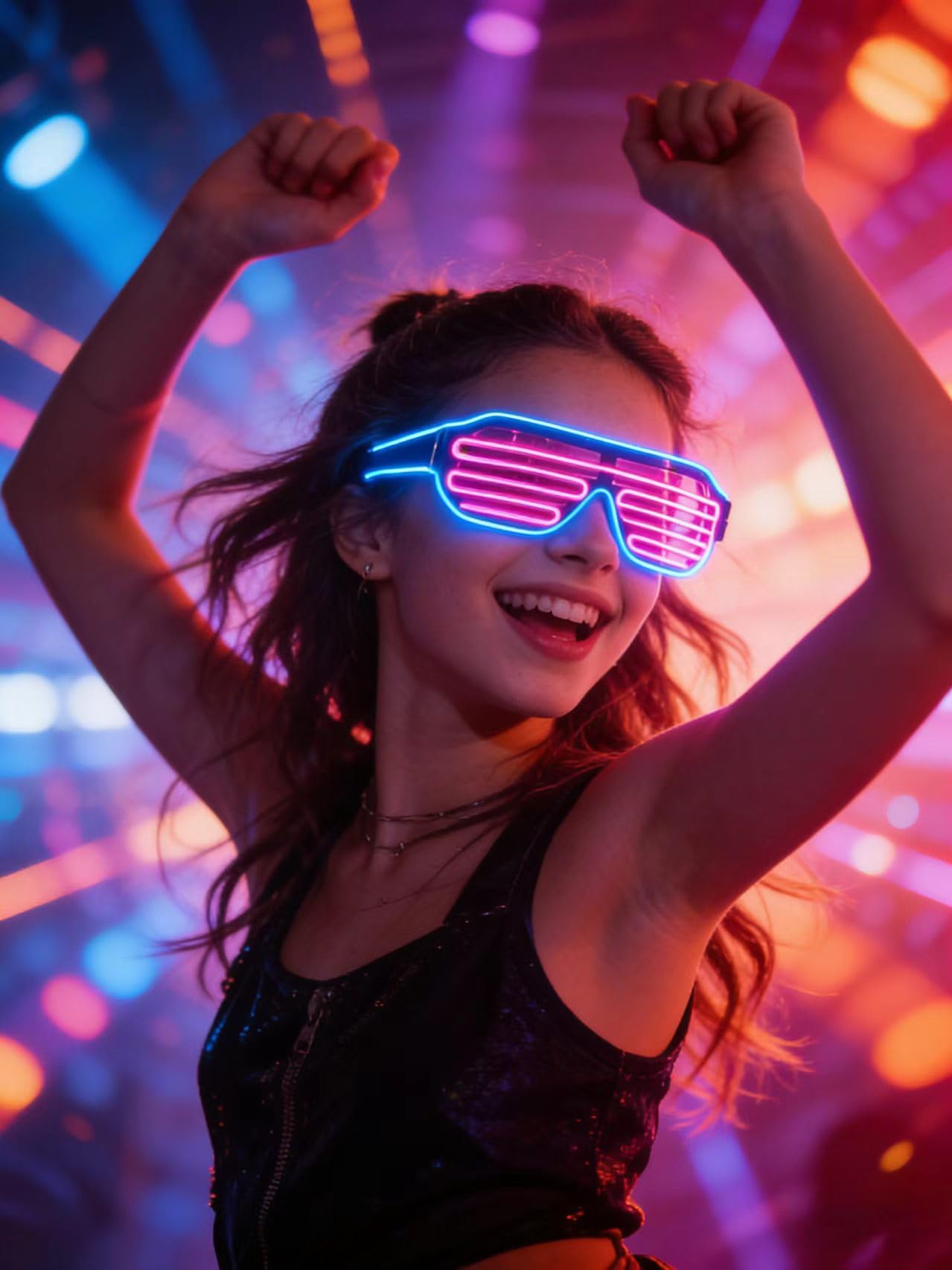 Leuchtende Disco-Rave-Brille für Männer und Frauen, leuchtende LED-Neon-Sonnenbrille, Rave-Party, EDM-Kostüme, Brillen, verwenden Sie AA-Batterien