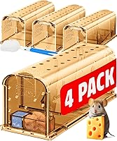 Vista 9 de Trampas para ratones Motel Mouse humanas sin matar, captura viva y liberación 4 paquetes - Reutilizable, fácil de usar y limpiar, liberación sin