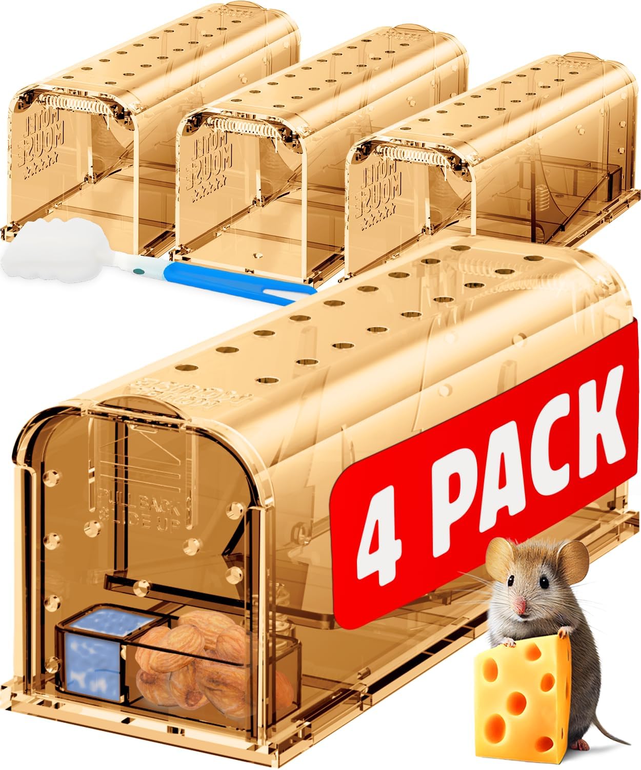 Motel Mouse Live Mouse Trap - Easy to Use, Easy to Clean, Reusable, Non-Contact Release Improved Highly Sensitive Trigger Mechanism with Manual and Video in German