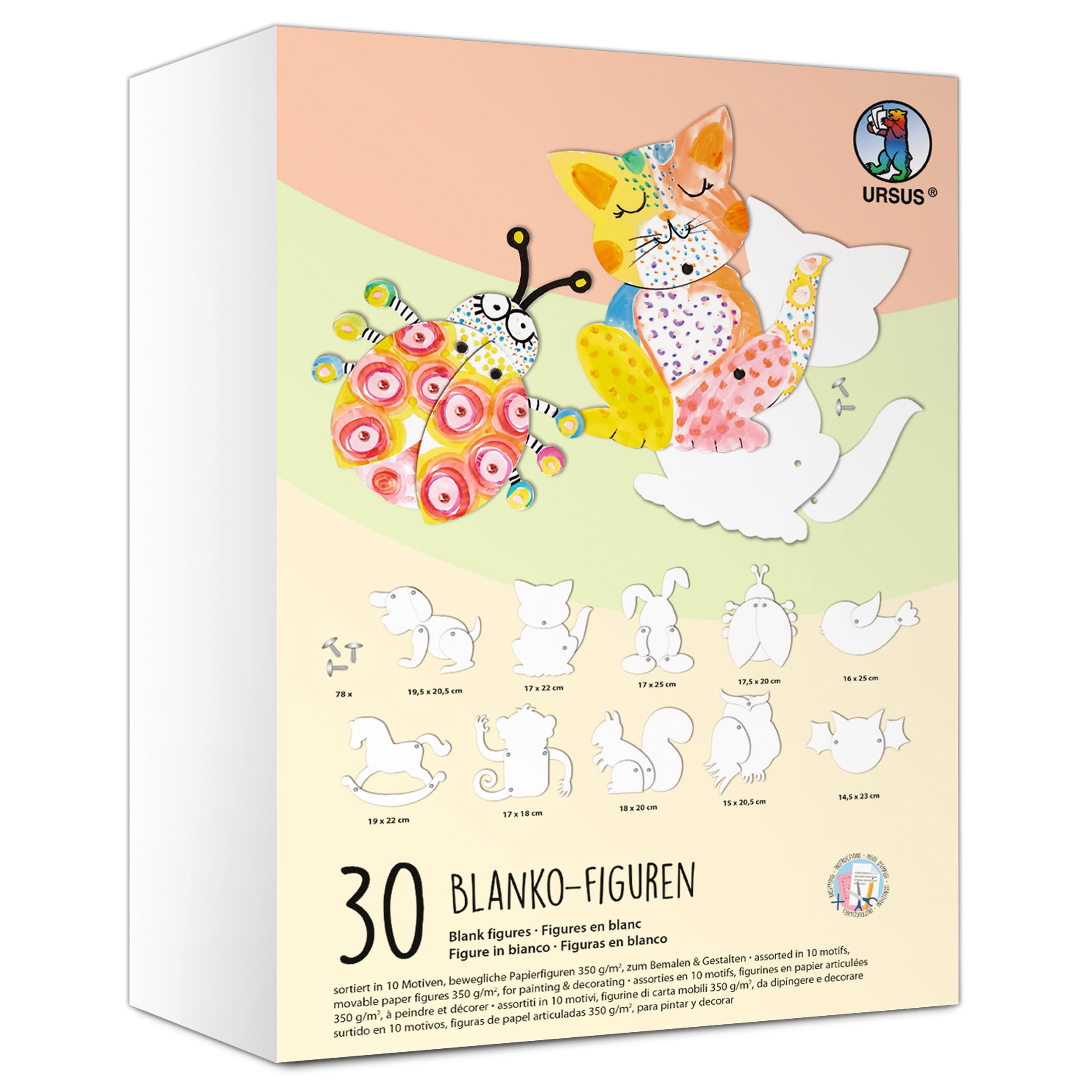 Cartón para manualidades blanco Ursus para diseñar animales móviles sin recortar