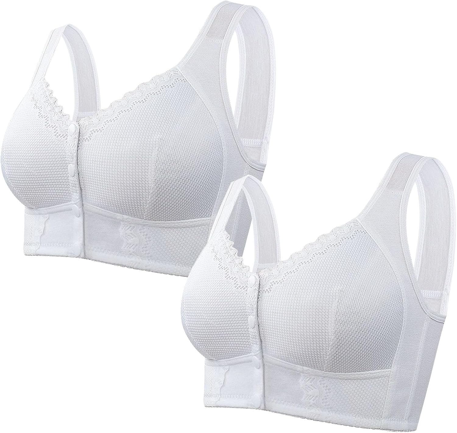 2PC Front Closure Bras for Women, Plus Size Wireless Bralettes